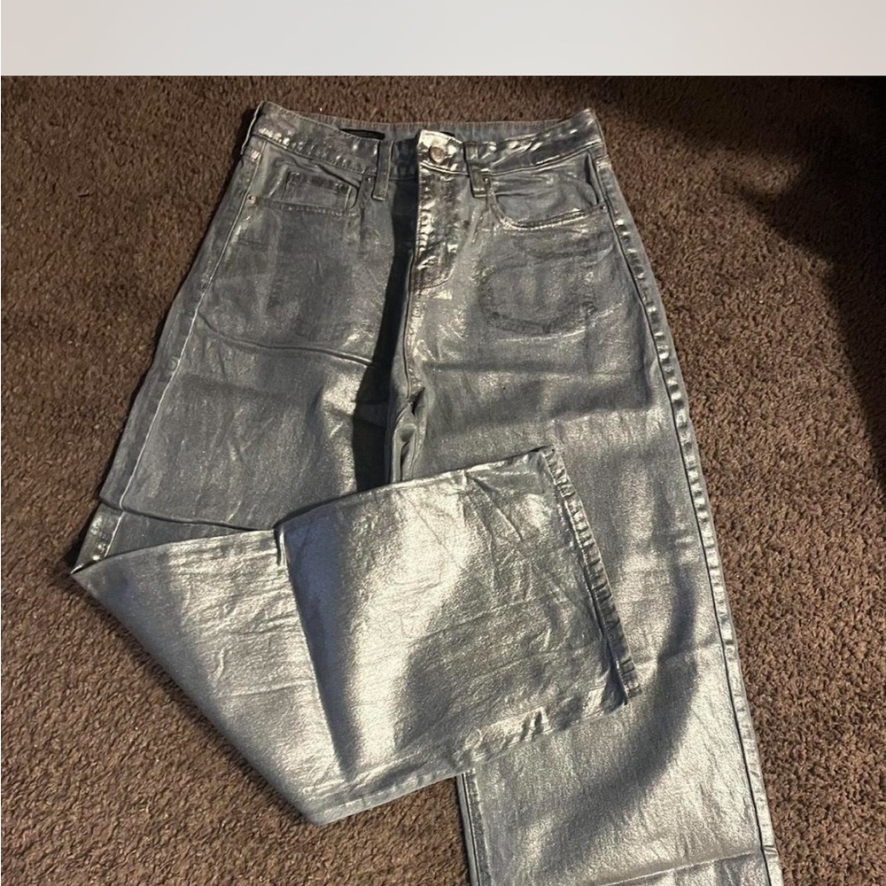 Silver Metallic Jeans
